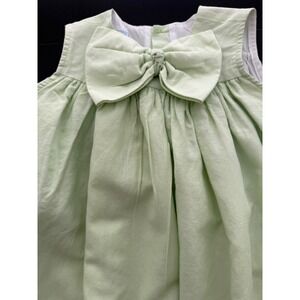 VTG Chabre Bow Dress Girls Size 4 Mint Green Sleeveless Linen Cotton Fully-Lined